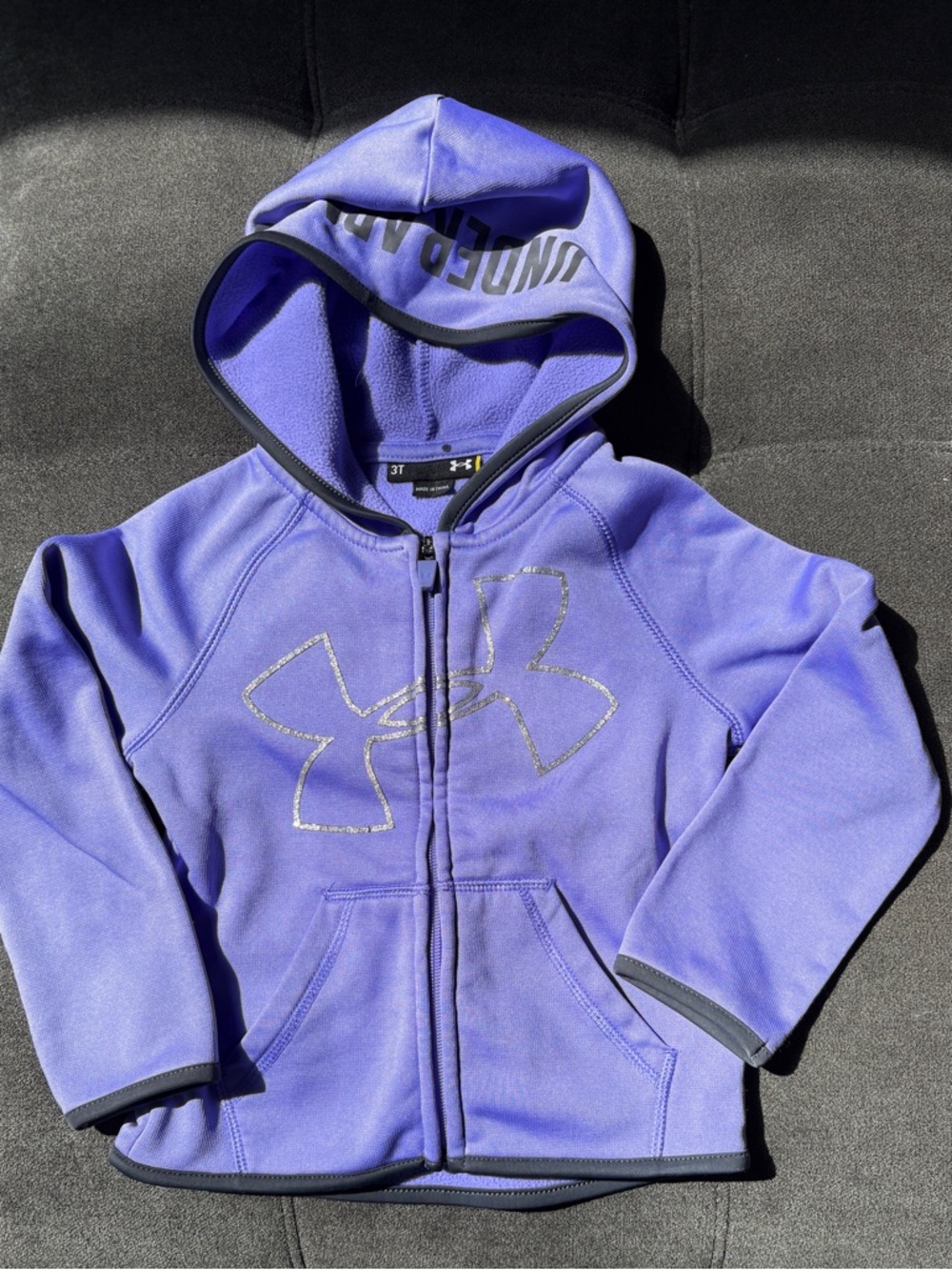 Under Armour Purple Zip Hoodie Toddler Girls 3T Fleece Lined